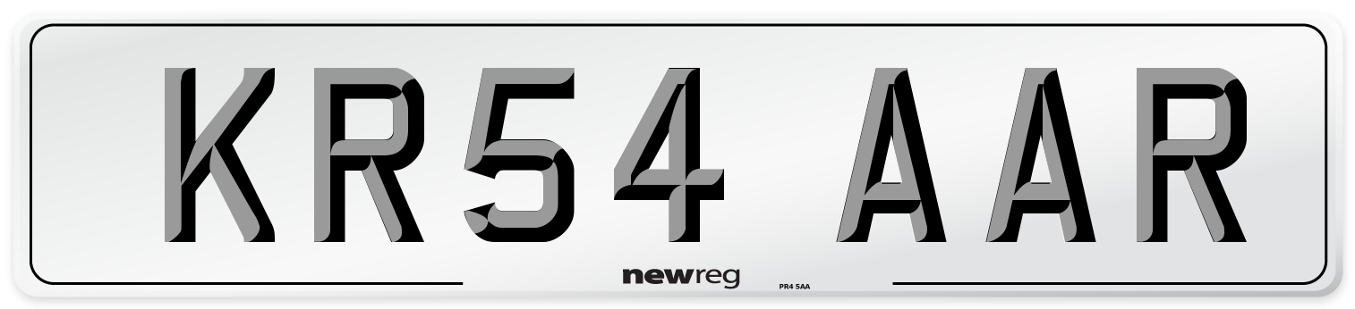 KR54 AAR Number Plate from New Reg